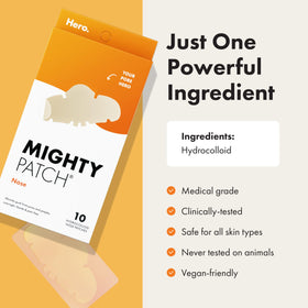 Mighty Patch individually sealed pouch open, indicates sterile single-use benefit