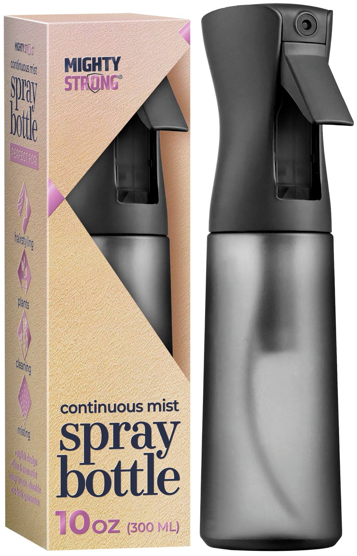 MIGHTY STRONG front packaging view showing sleek 10oz bottle and label, quality visual