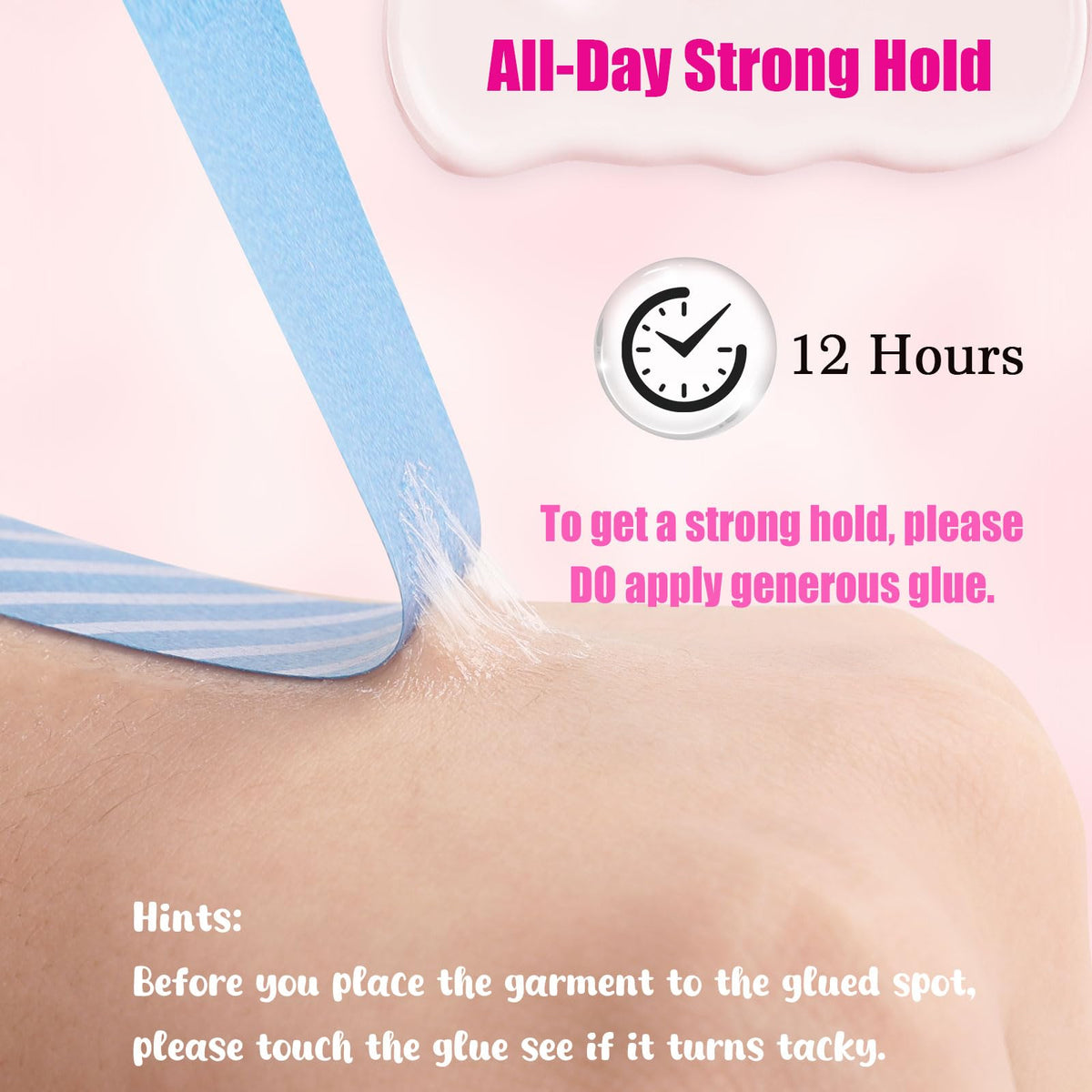 MIILYE applying adhesive to skin and pressing fabric for secure hold
