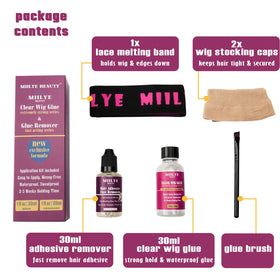 MIILYE BEAUTY glue and remover next to ruler showing 30ml size clarity