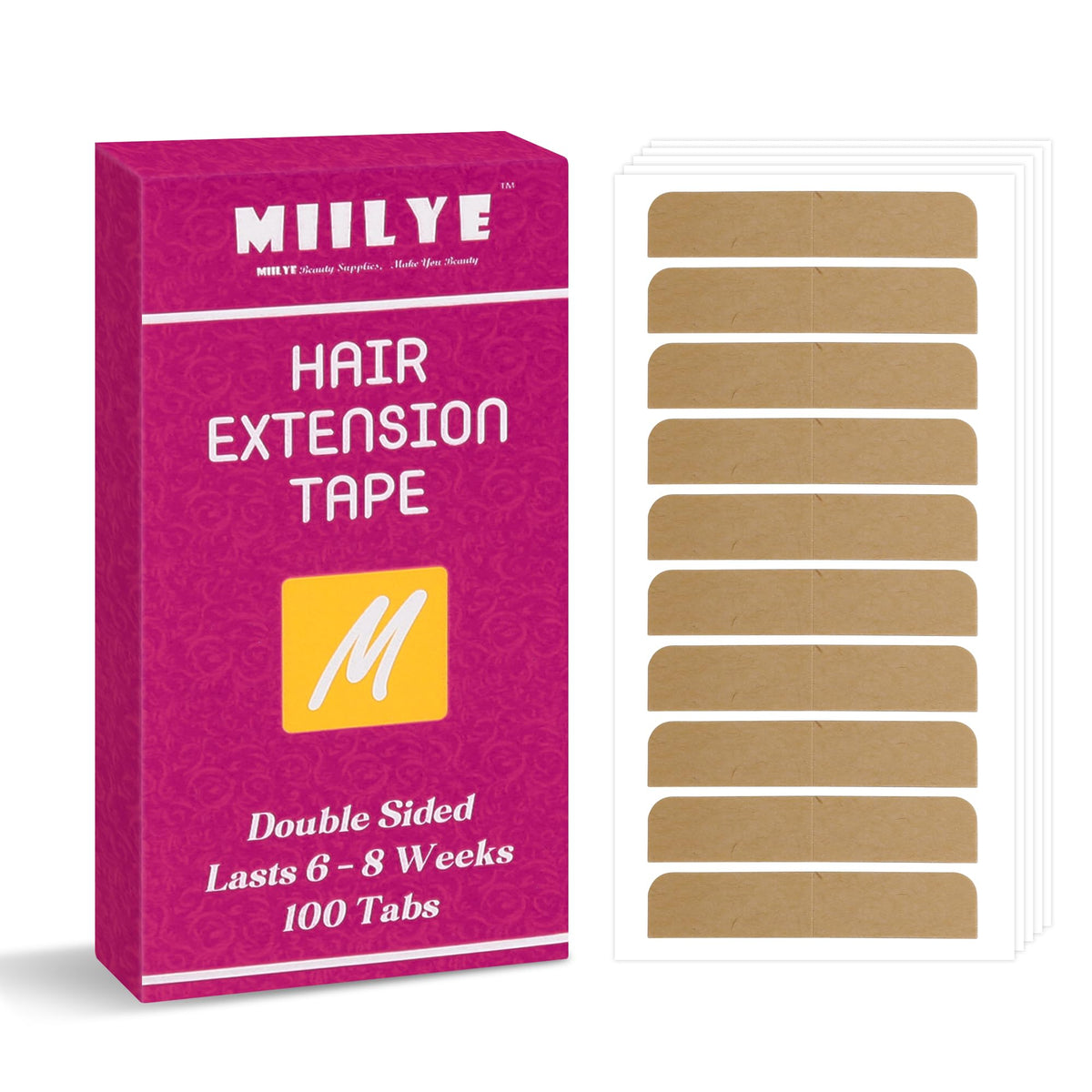 MIILYE front packaging showing 100 pre-cut tabs and pack benefit