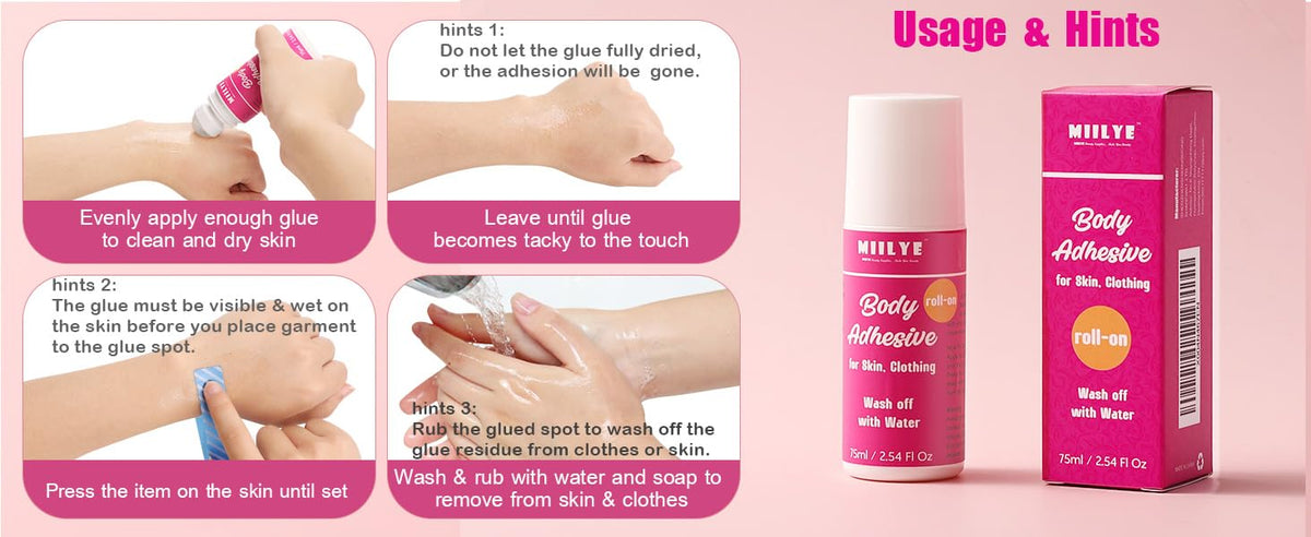 MIILYE adhesive used with stage costume illustrating sweat-resistant performance