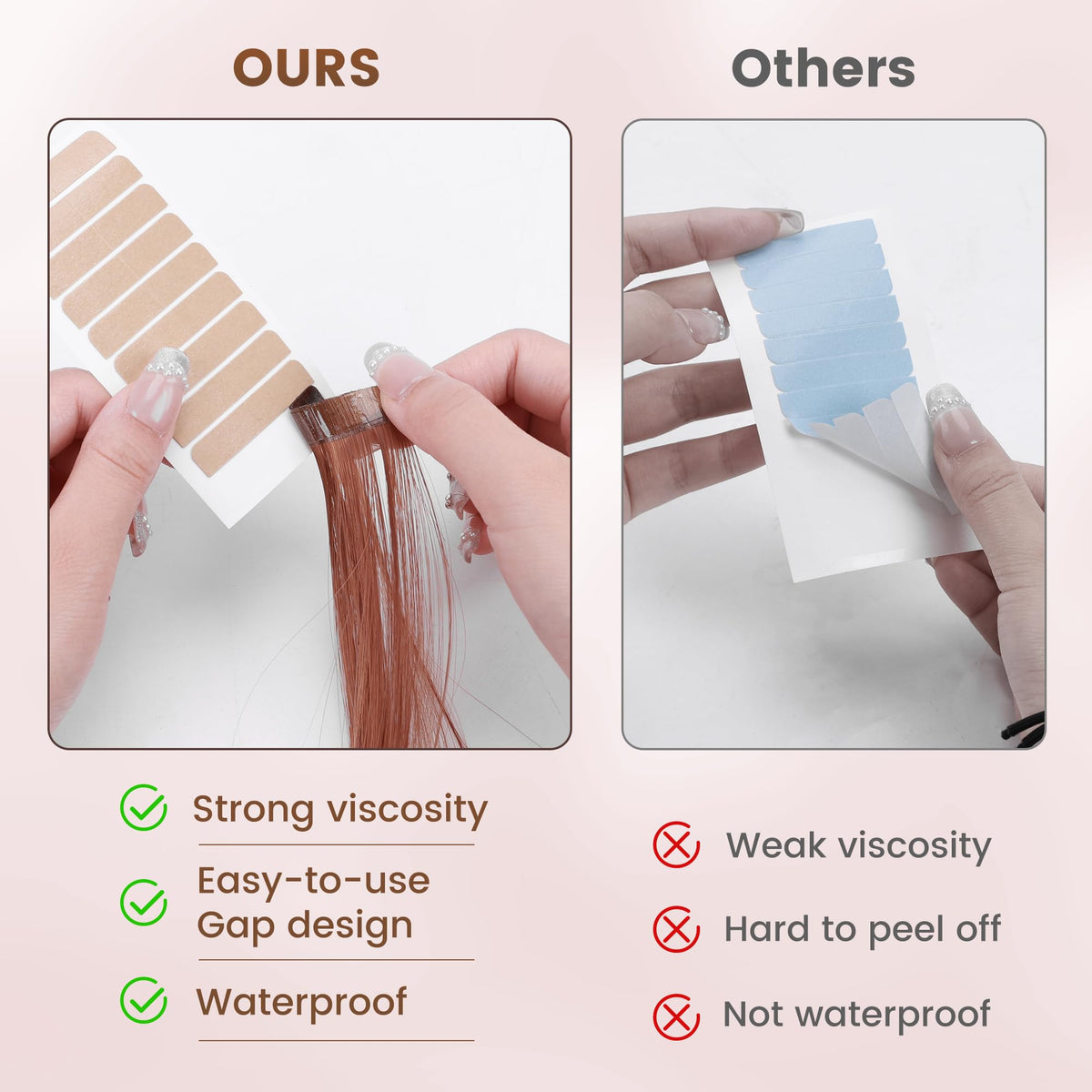 MIILYE tape next to ruler showing 4cm x 0.8cm tab size accuracy