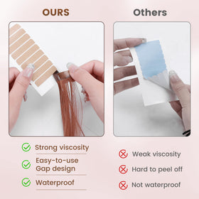 MIILYE tape next to ruler showing 4cm x 0.8cm tab size accuracy