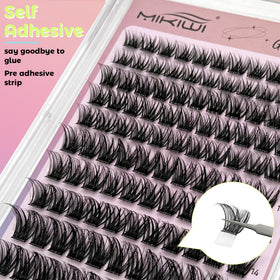 mikiwi hands applying a cluster demonstrating easy glue-free application