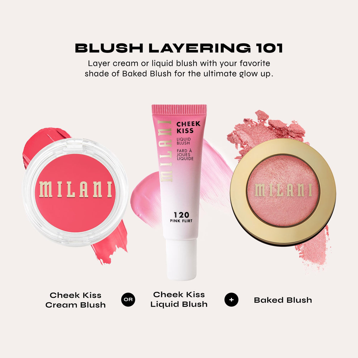 Milani blush being applied with brush to show even distribution and natural look
