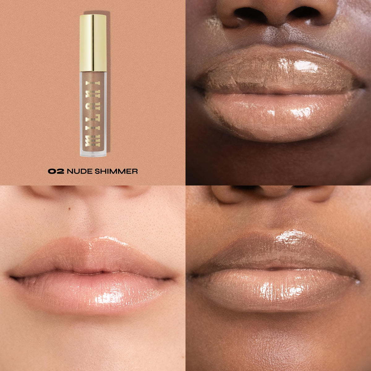 Milani gloss applicator close-up showing shape for even, precise coverage