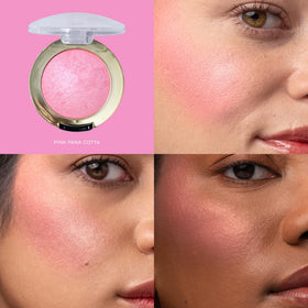 Milani swatch on skin demonstrating Pink Panna Cotta natural flush benefit