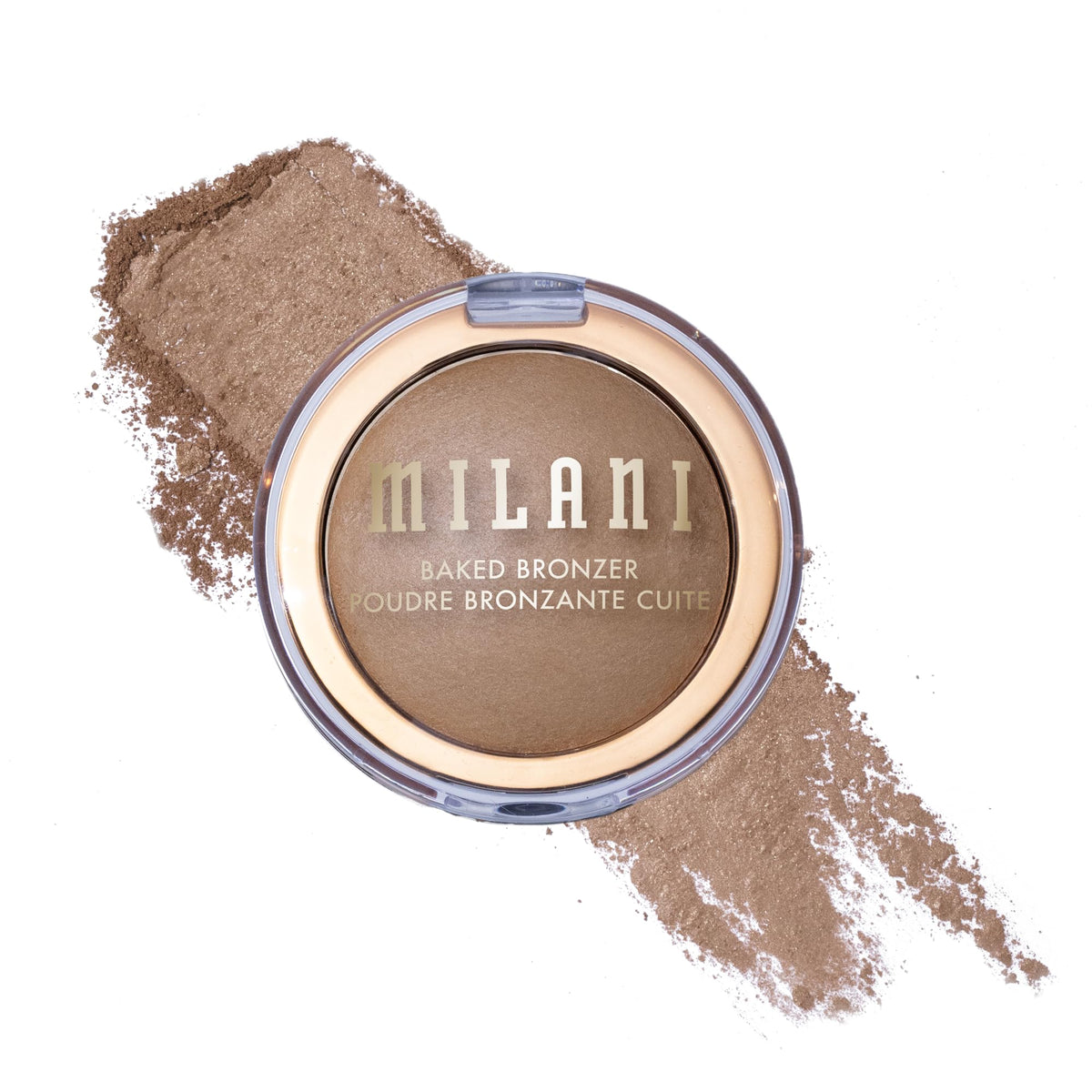 Milani bronzer front compact shows Tuscan Tan shade and easy portability