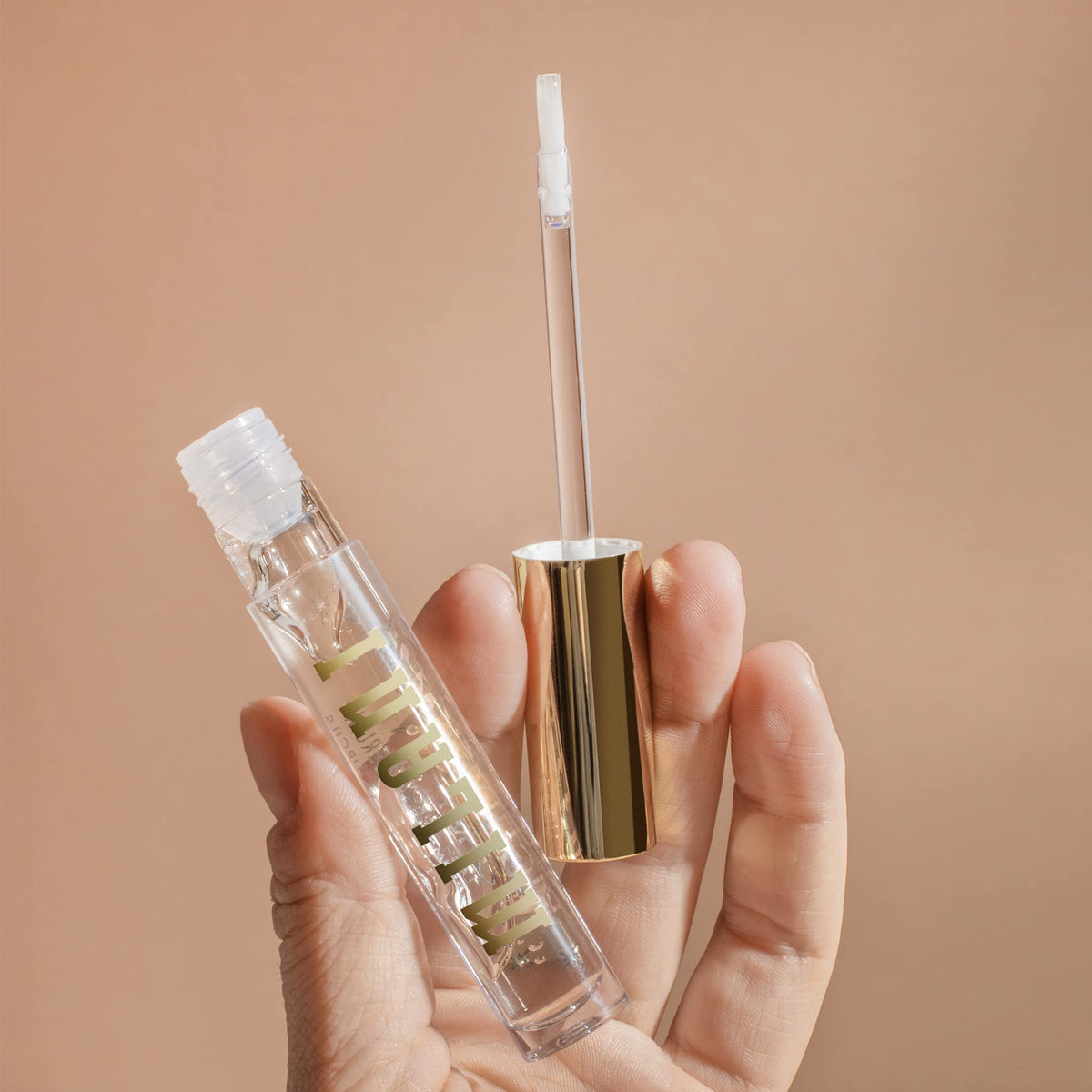 Milani before and after lashes and brows illustrating fuller, thicker look