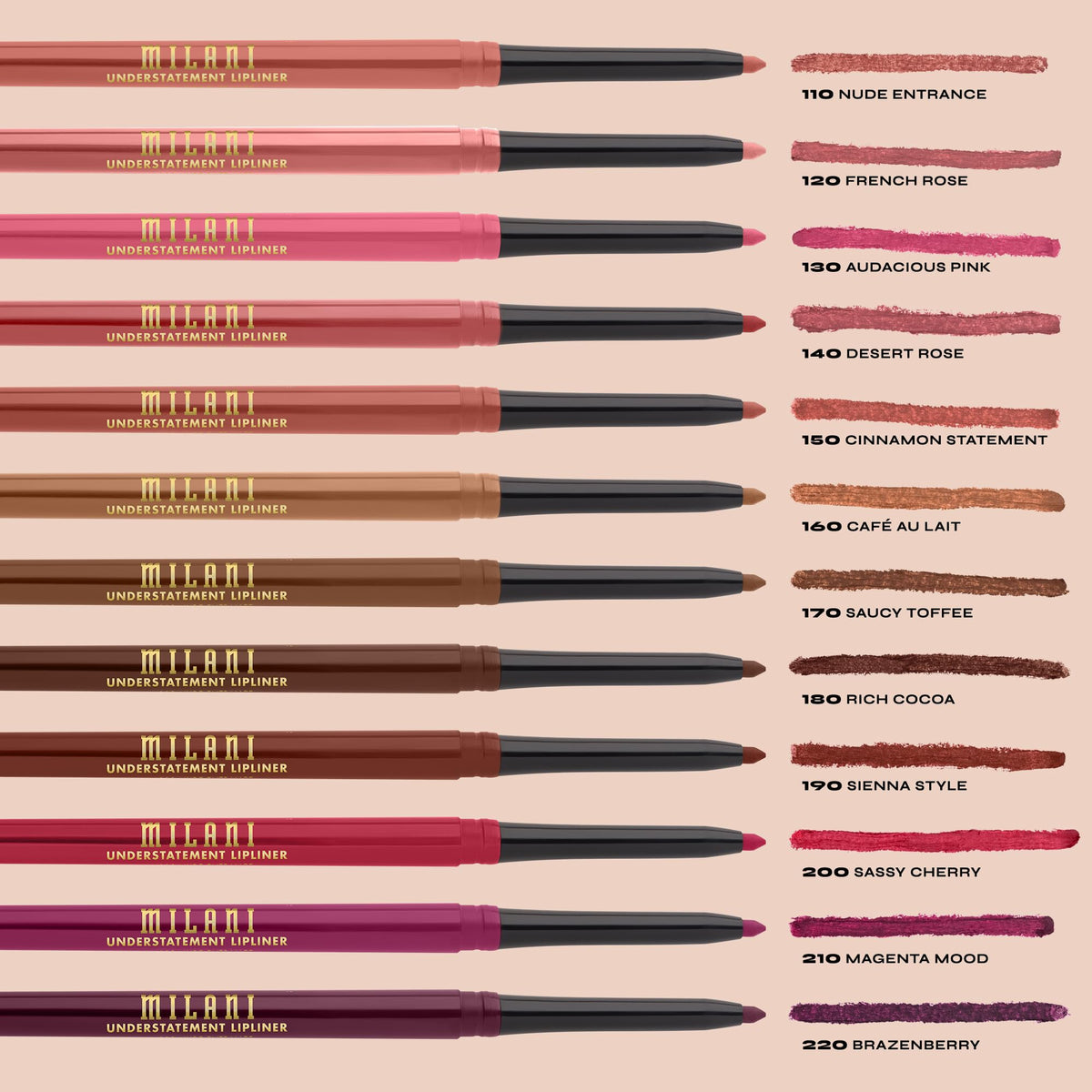 Milani Brazenberry color swatch stroke on skin highlighting rich pigmentation