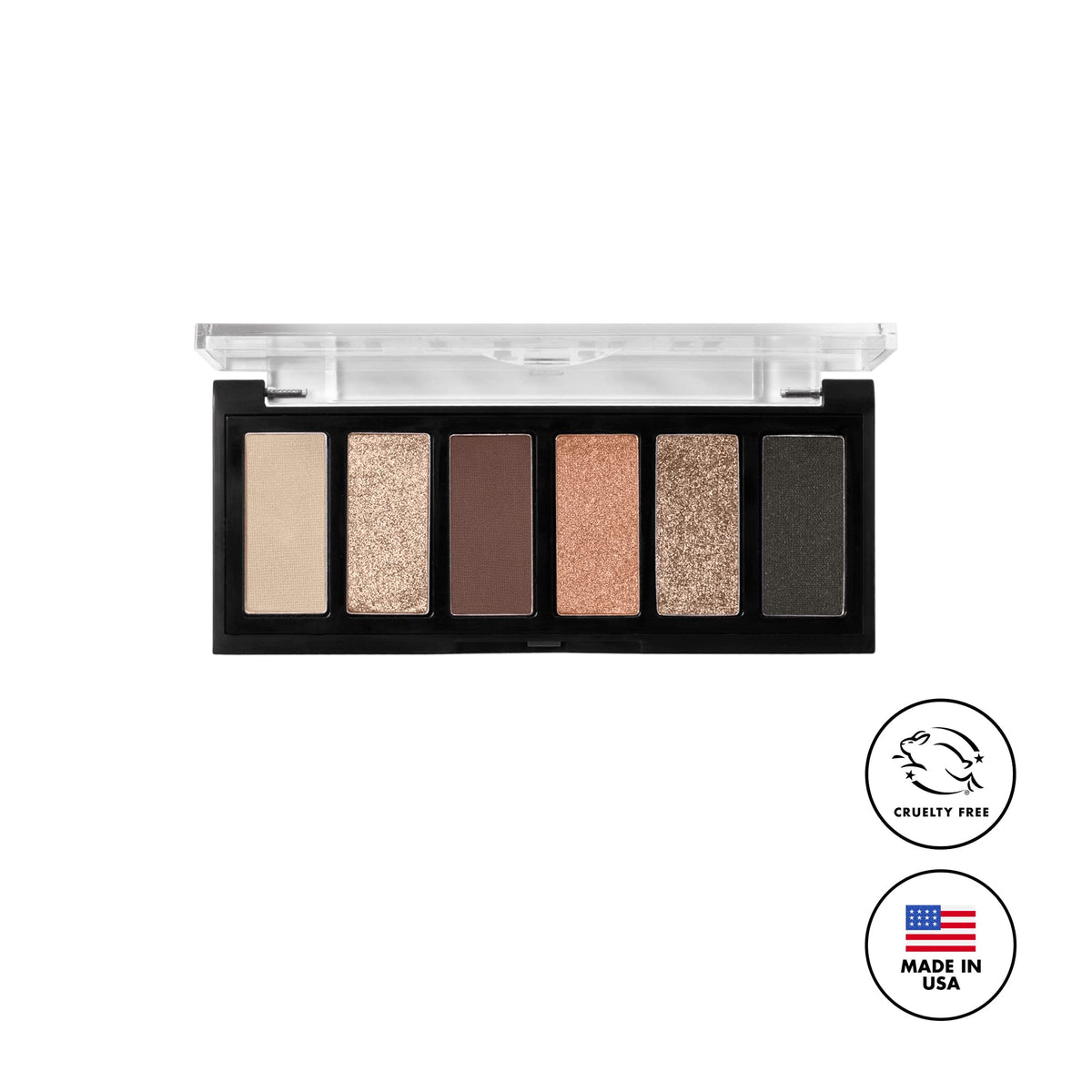 Milani palette in a travel pouch portraying ready-to-go makeup