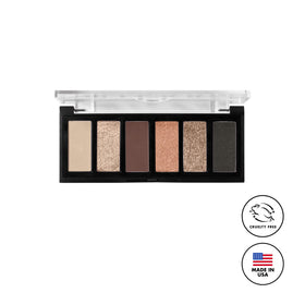 Milani palette in a travel pouch portraying ready-to-go makeup