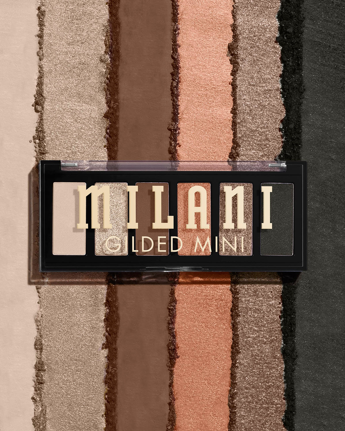 Milani open palette flatlay with six coordinated shades for versatile looks