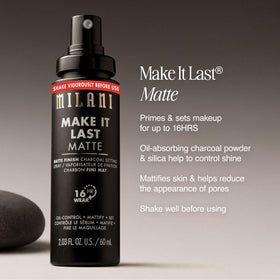 Milani charcoal and silica texture detail depicting oil-absorbing formula benefit