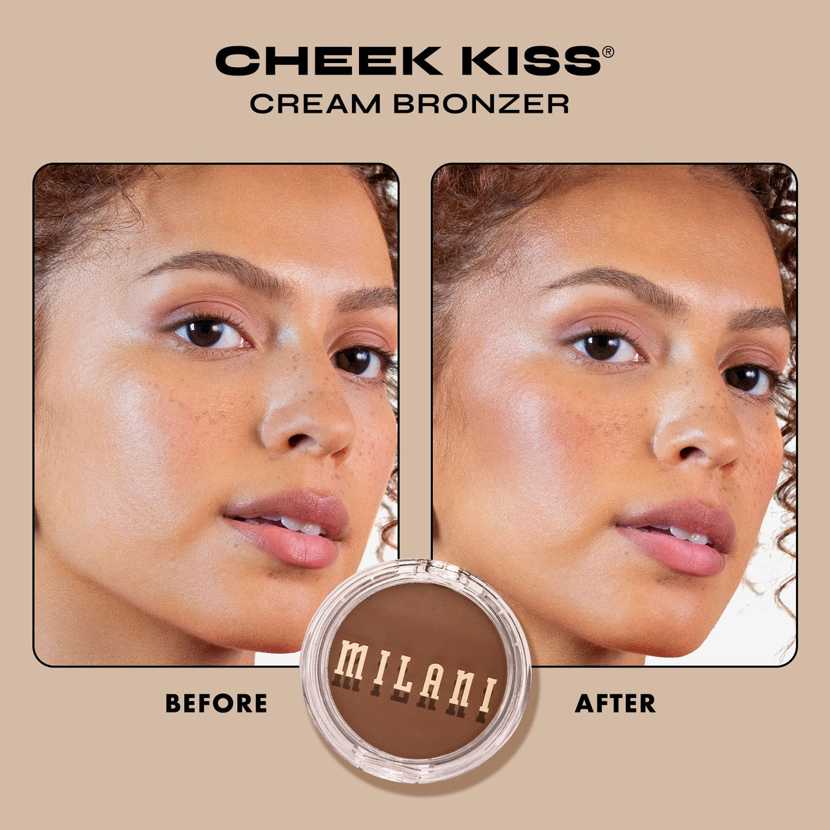 Milani cream bronzer texture swatch showing blendable, soft matte finish