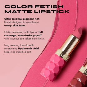 Milani lipstick texture swipe on arm showing velvet finish and intense pigment benefit