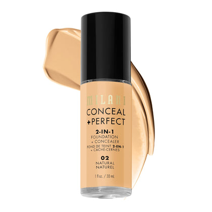 Milani front packaging showing shade 02 Natural and full coverage benefits