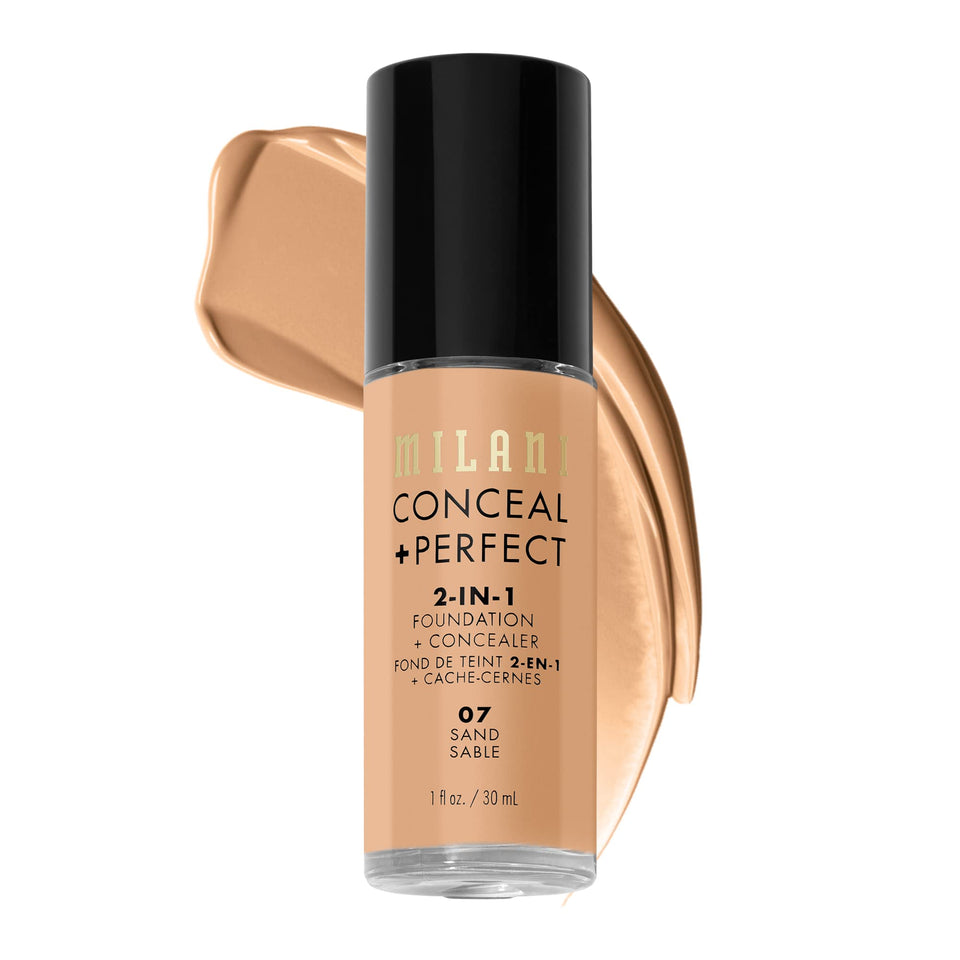 Milani front packaging showing bottle and shade 07 Sand for easy identification
