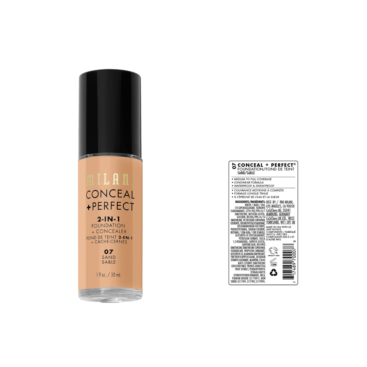 Milani applied under eye demonstrating concealing benefit and brightening effect
