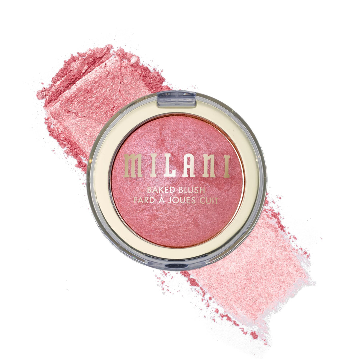 Milani Dolce Pink front compact showing product and mirror, perfect for touchups