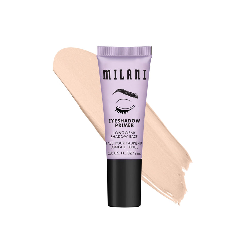 Milani eyeshadow primer front bottle shows clean design and easy hold