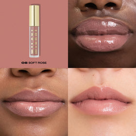 Milani close-up of the gloss applicator demonstrating smooth, even product delivery
