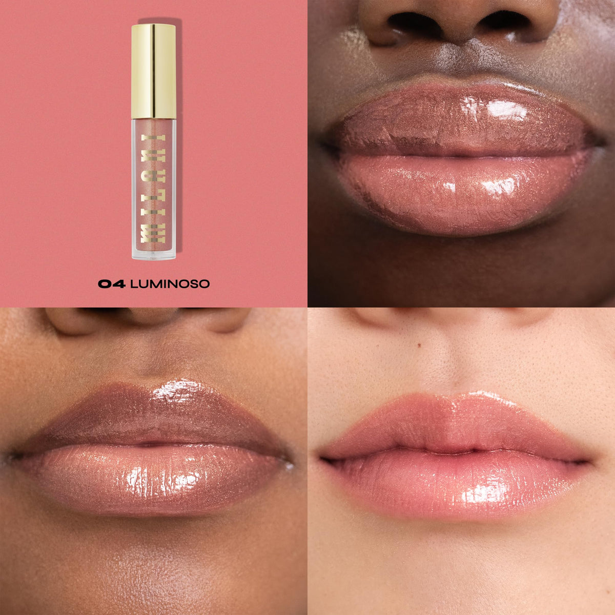 Milani applicator close-up demonstrating even gloss application benefits