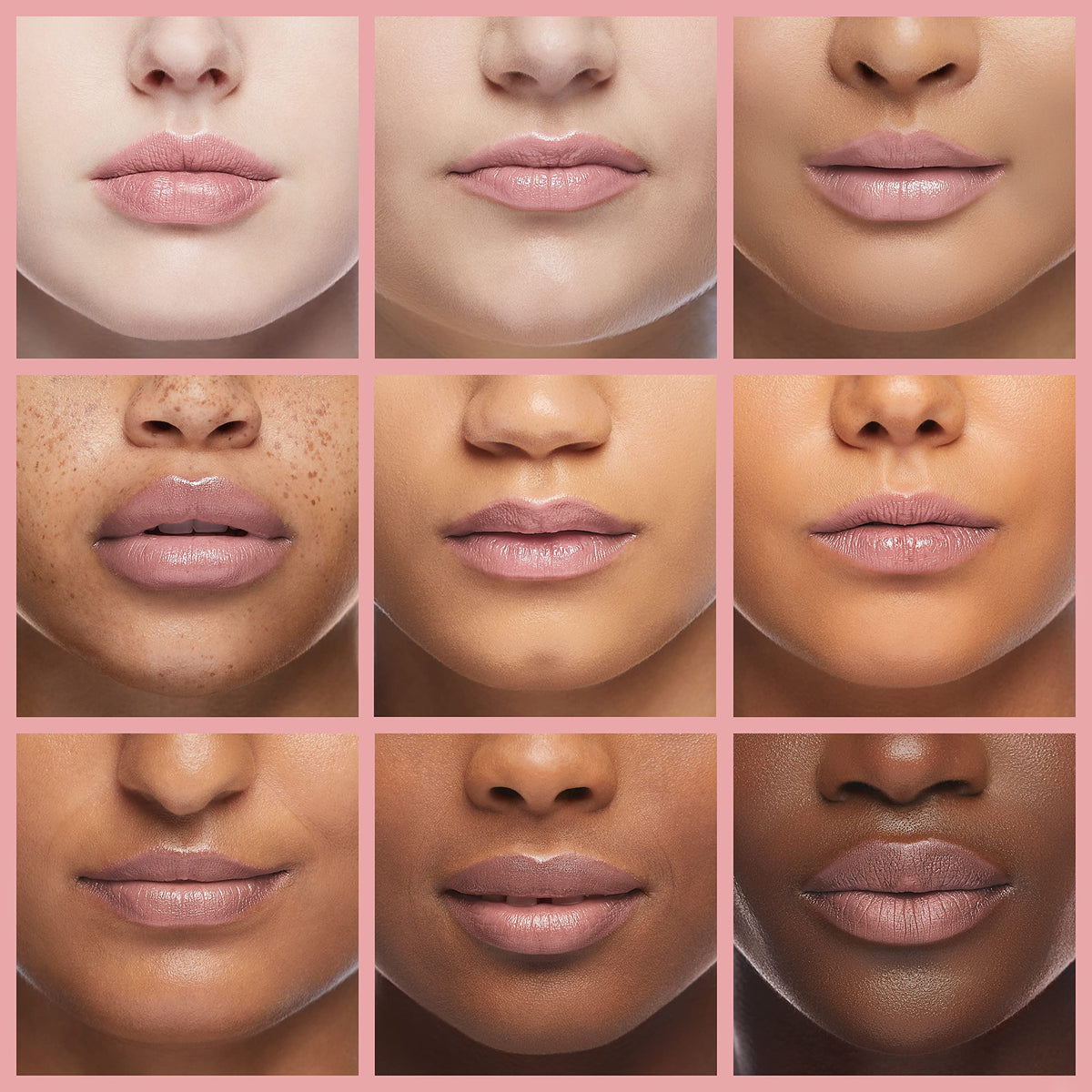 Milani on-model lip close-up showcasing Sparkling Pink creating fuller-looking lips