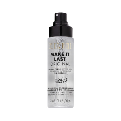 Milani bottle front packaging showing product benefits and natural finish