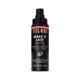 Milani front packaging showing matte setting spray brand and refined finish