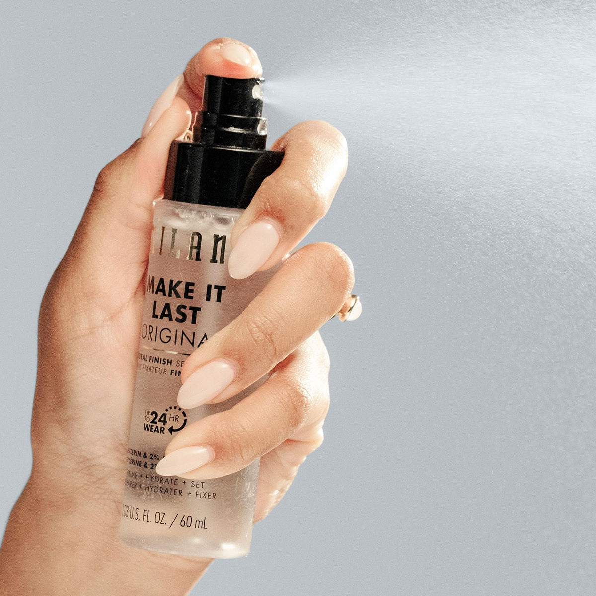 Milani used after makeup to set look and reduce creasing all day