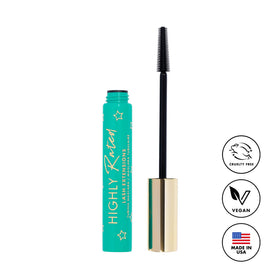 Milani mascara texture on hand illustrating smooth, buildable formula