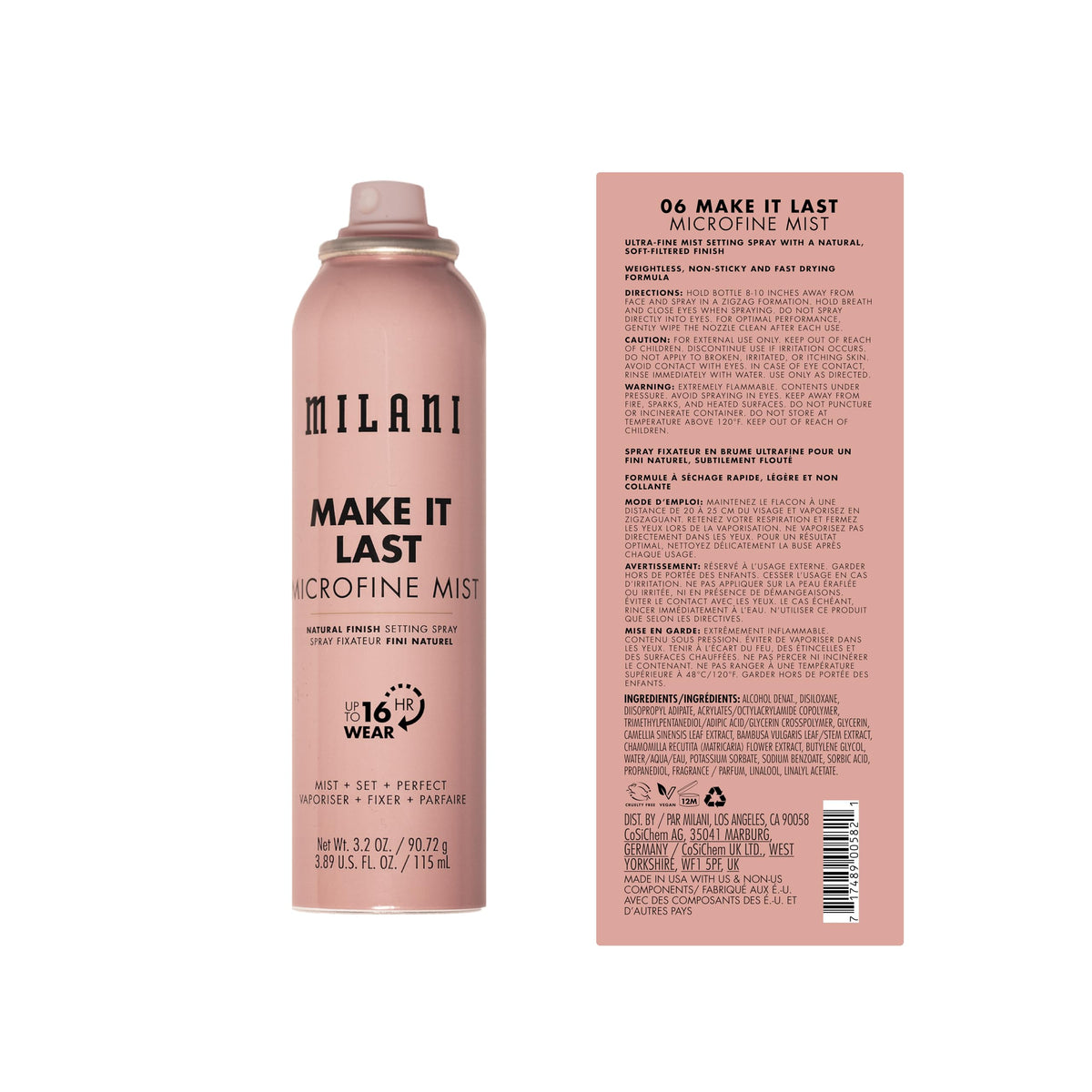 Milani nozzle detail displaying microfine mist for even coverage benefit