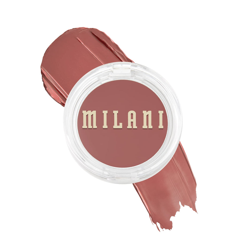 Milani front compact showing Nude Kiss shade and natural finish benefit