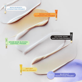 Milani primer label close-up listing niacinamide and hyaluronic acid benefits