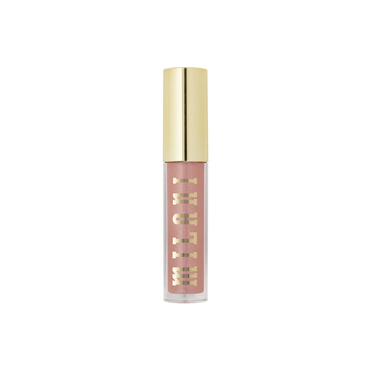 Milani prismatic peach on dressed model in lifestyle shot adding subtle polished sheen
