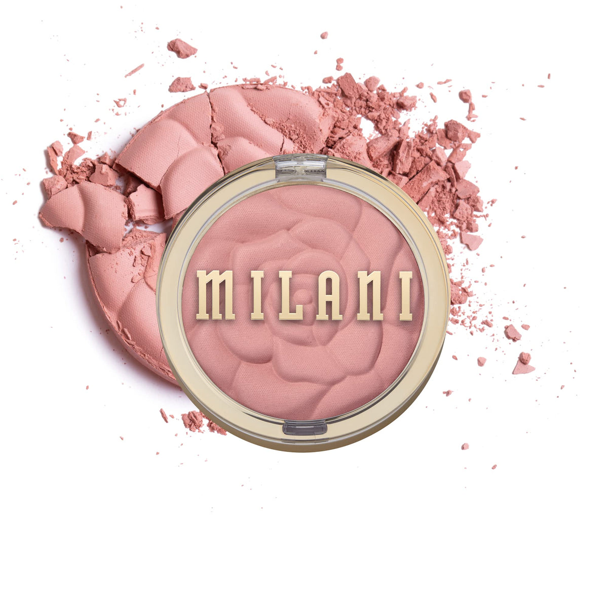 Milani front compact showing rose design and travel-ready packaging benefit
