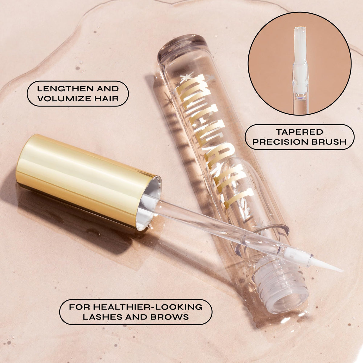 Milani serum texture drop on fingertip showing lightweight formula benefit