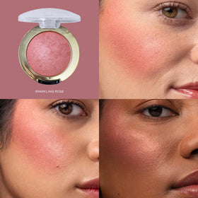 Milani Sparkling Rosé swatches on skin showing wearable pink shimmer for natural glow