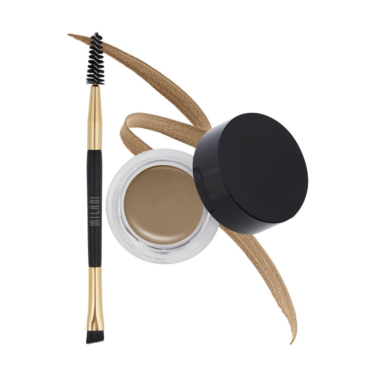 Milani front packaging showing product and included brush, precise application benefit