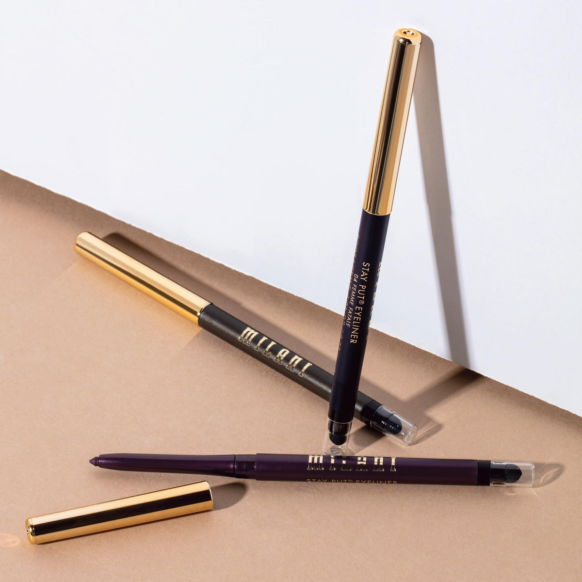 Milani pencil in a makeup bag demonstrating travel-friendly size