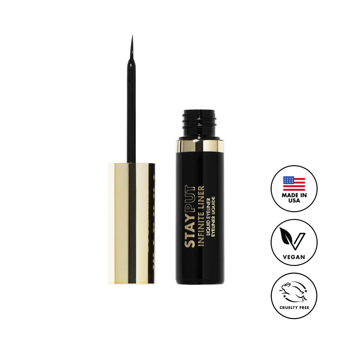 Milani Stay Put Infinite close-up brush tip for precise liners and controlled strokes