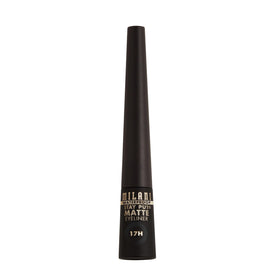 Milani Stay Put eyeliner next to a coin showing compact size and travel-friendly convenience