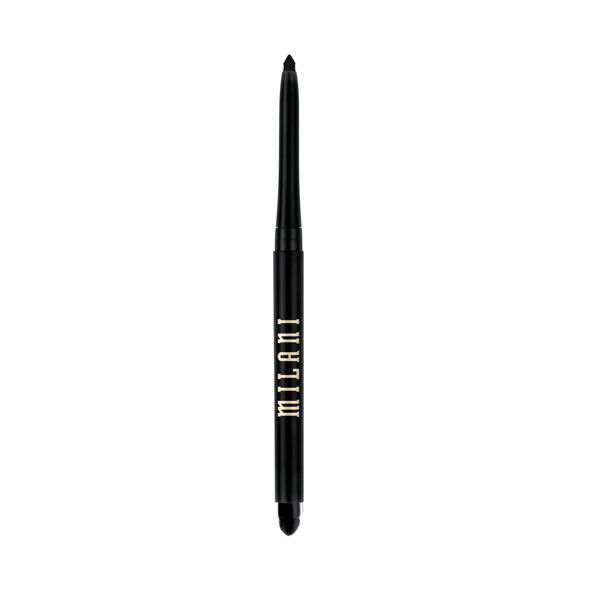 Milani pencil next to ruler showing compact 0.01 oz scale