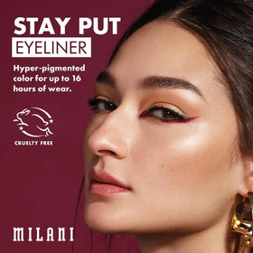 Milani Stay Put Eyeliner close-up of pencil tip and smudger showcasing precise application benefit