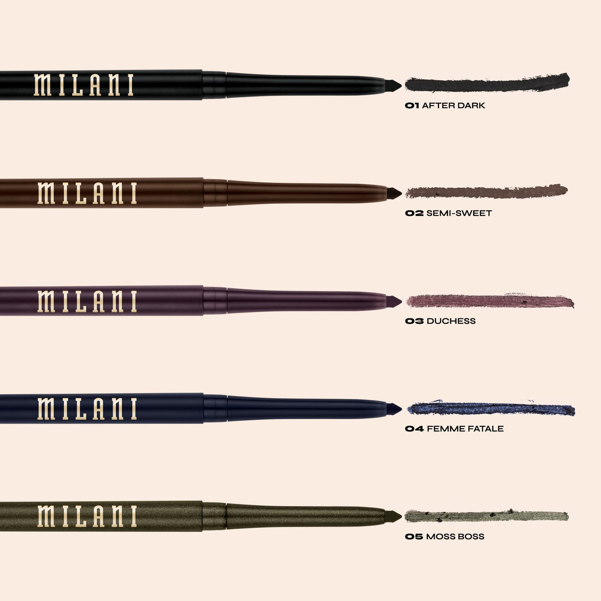 Milani swatch on skin revealing deep After Dark color payoff