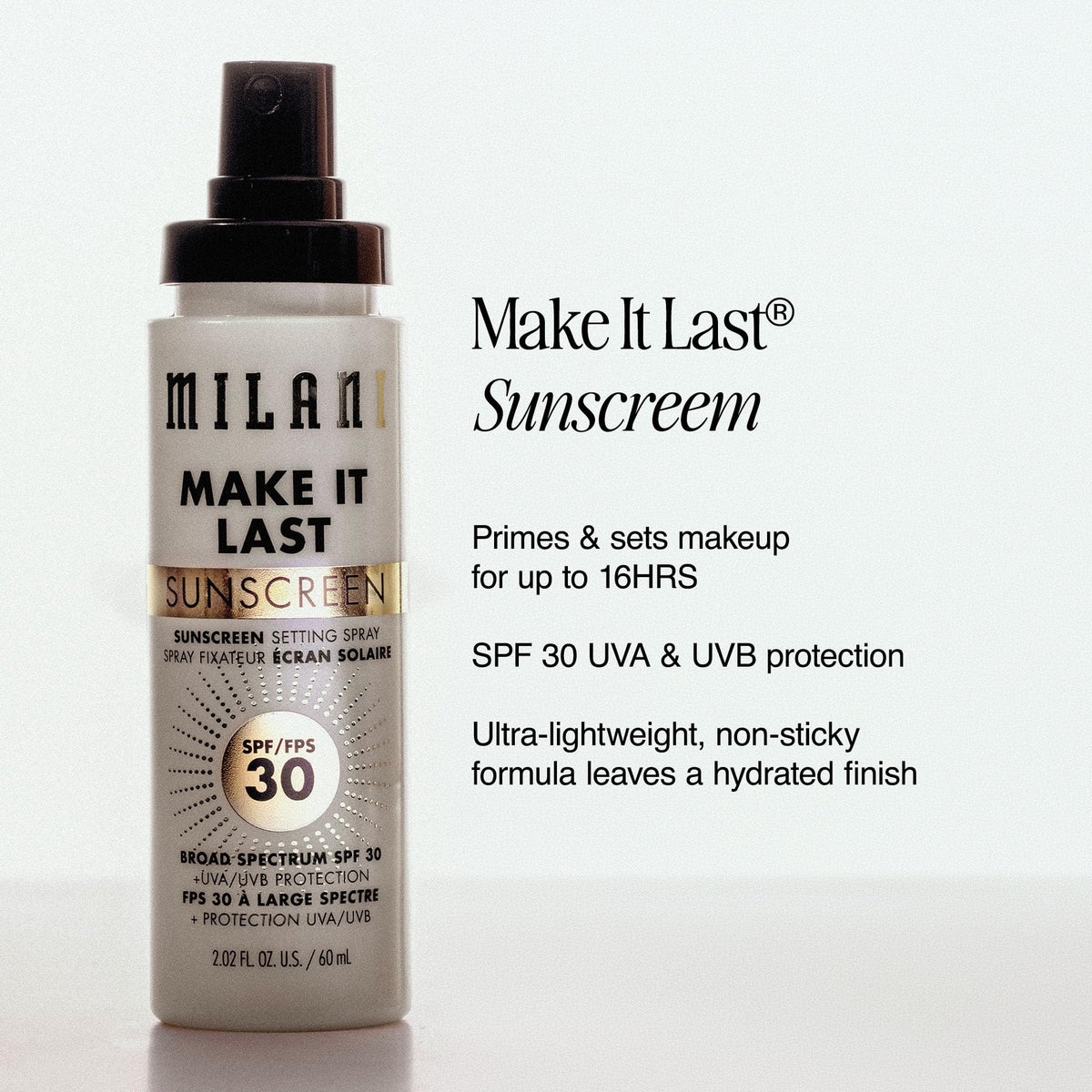 Milani mist texture spraying fine particles for even coverage and lightweight feel