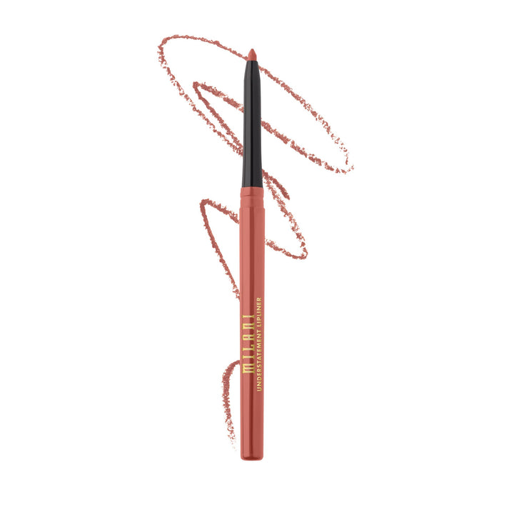 Milani front view of lipliner pencil showing packaging and shade suggestion benefit defining lips