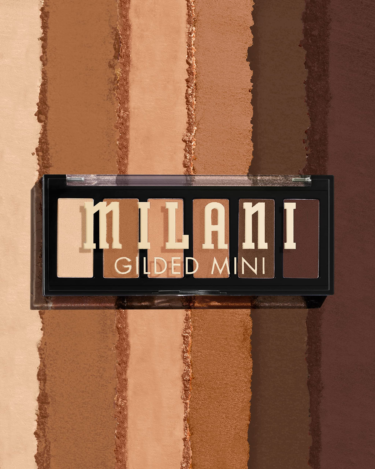 Milani palette open displaying six matte and shimmer pans for versatile looks